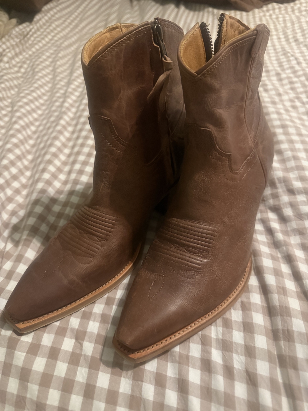 Tecovas BRAND NEW Brown Leather Western Ankle Booties Size 9